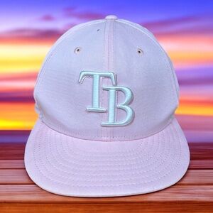 New Era 59Fifty Tampa Bay Rays MLB Pink White Embroidered Fitted Hat Cap 7 3/4